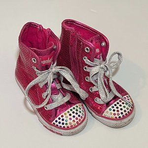 Skechers Twinkle Toes Little Girls Size 7 High Top Sneakers.